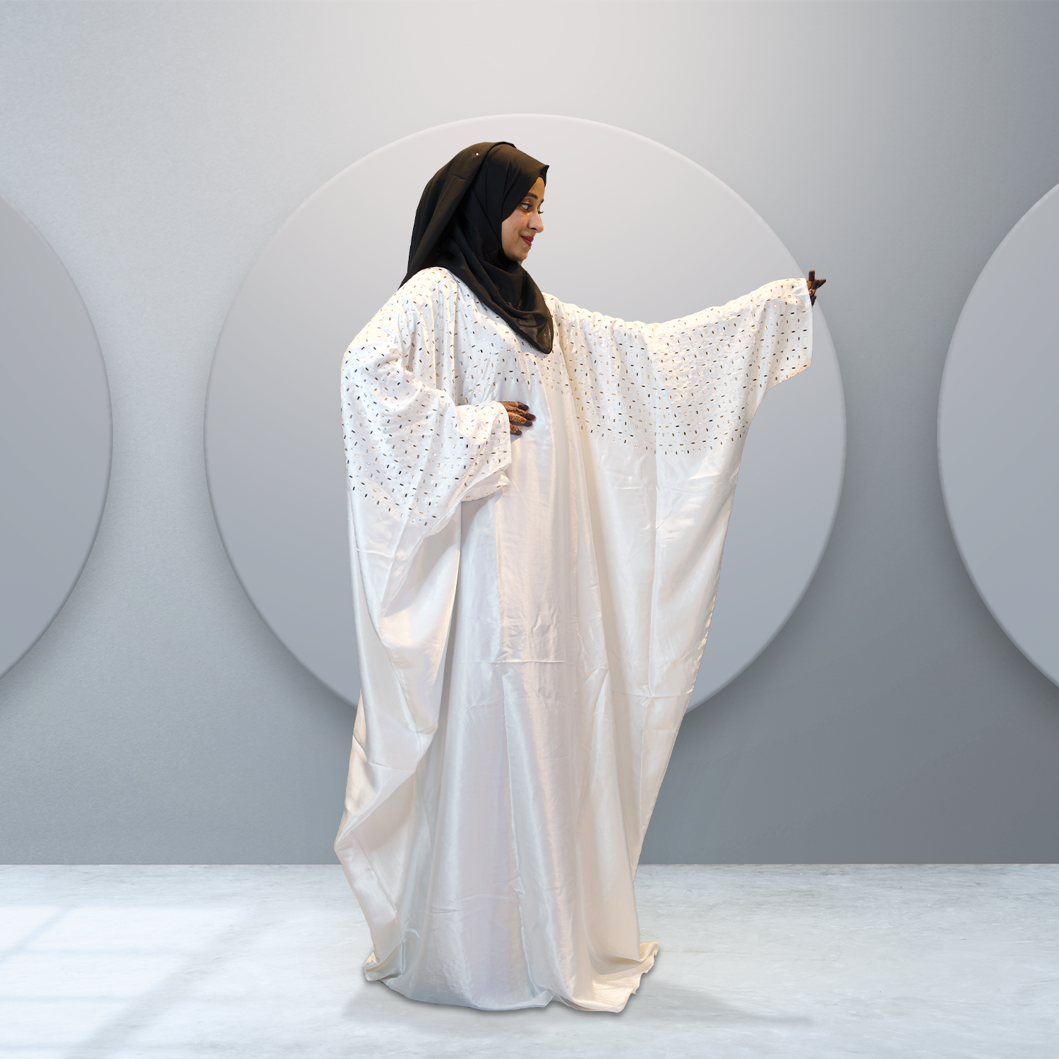 Buy Pearl White Embellished Abaya Online