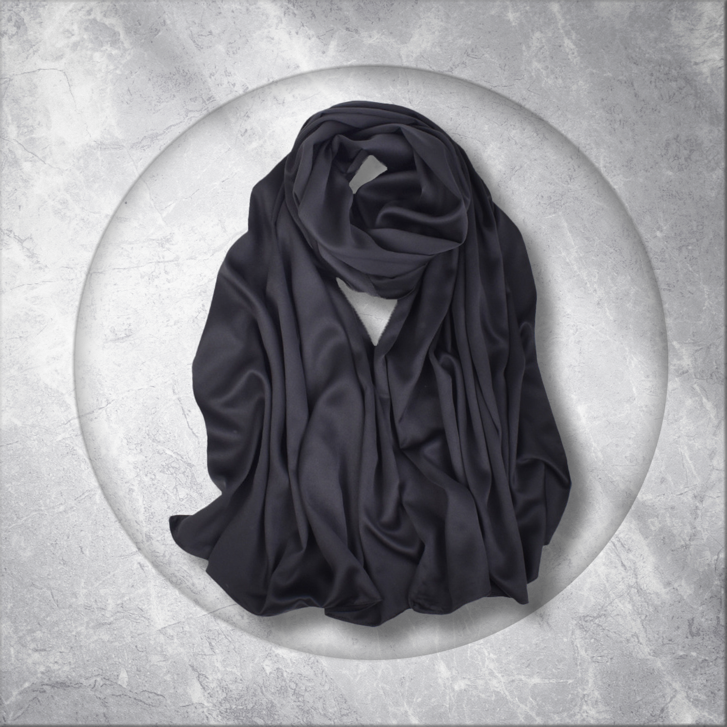 Black Satin Hijab for Women