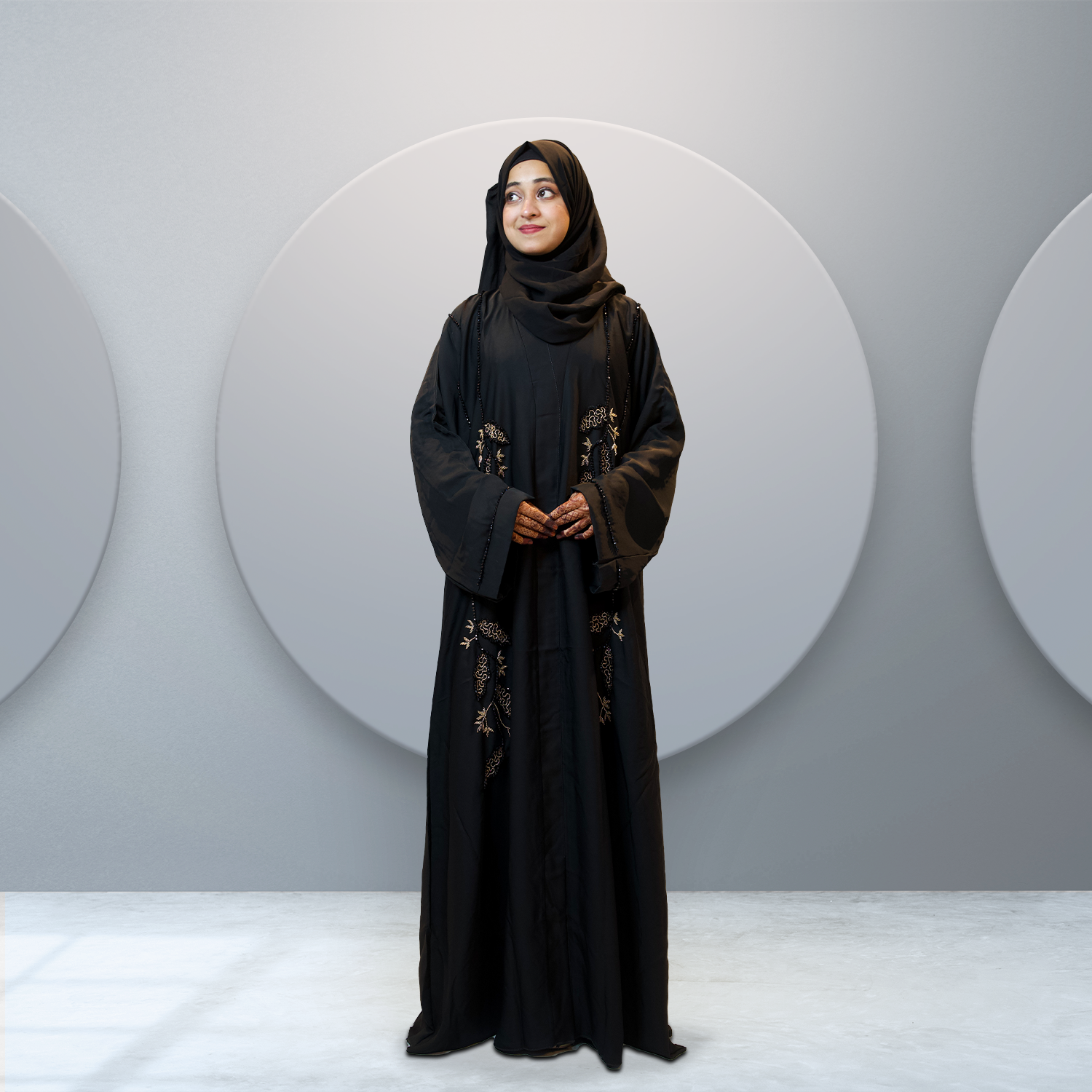 Black Abaya with Gold Embroidery