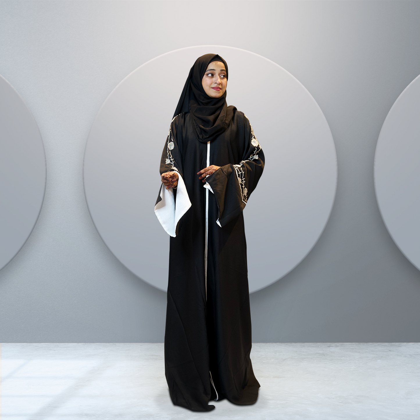 Buy Women's Black Abaya with Flared Sleeves