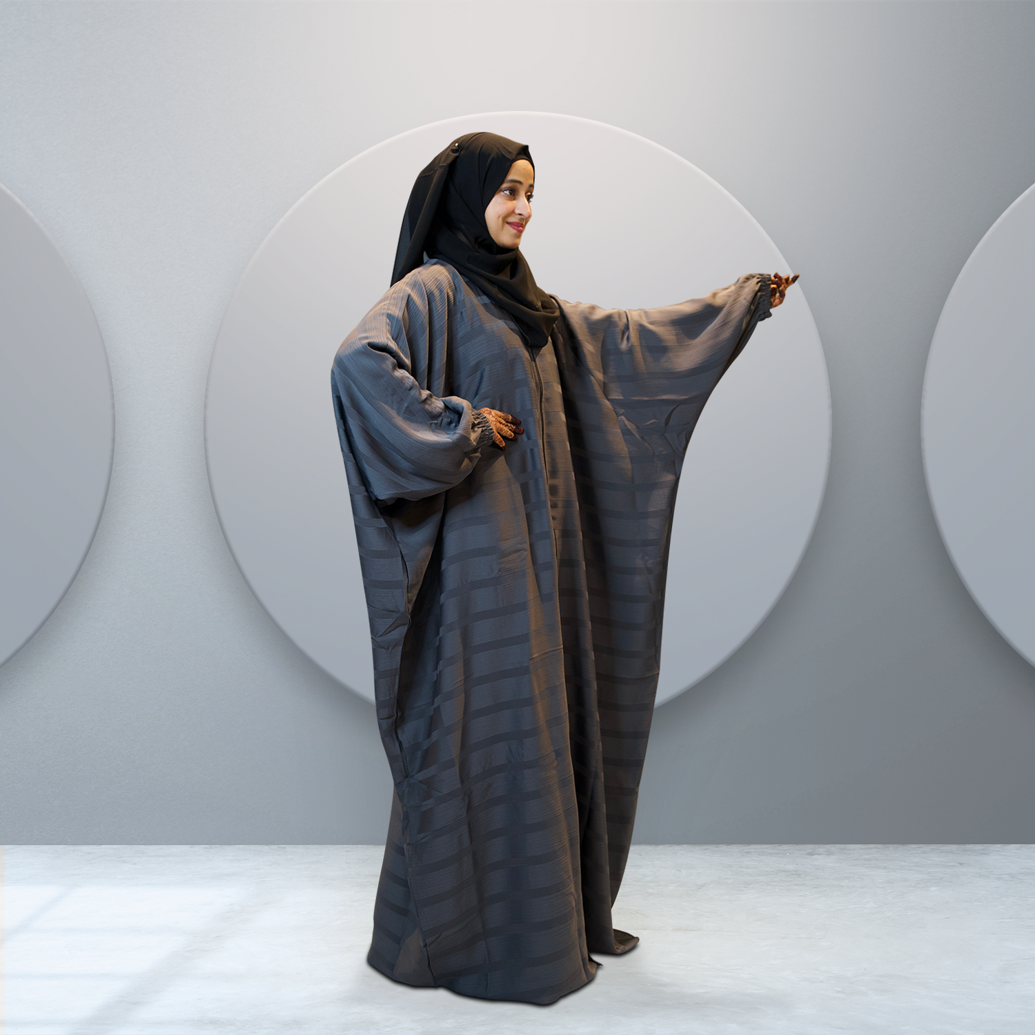 Modest Elegance Zip Kaftan Abaya in Grey for Women - Shop Online