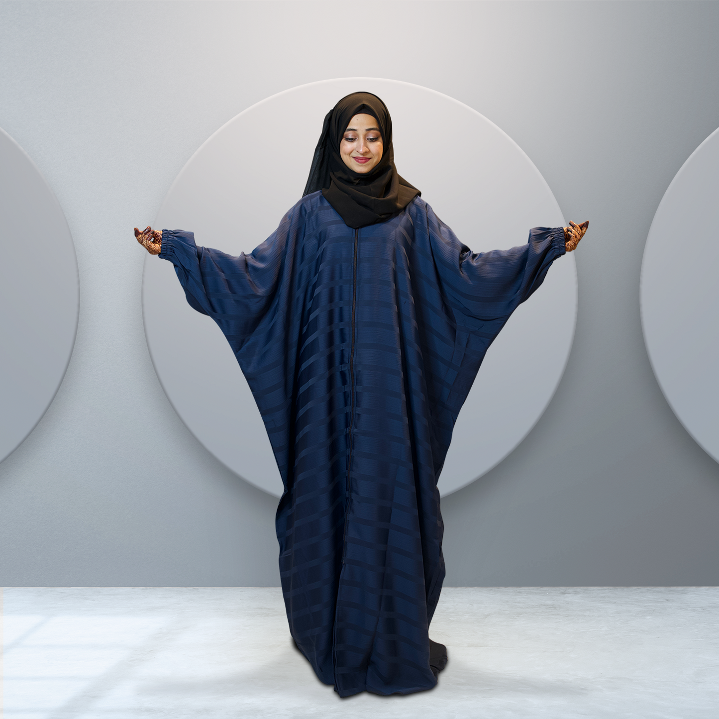 Modest Elegance Zip Kaftan Abaya in Blue for Women - Shop Online