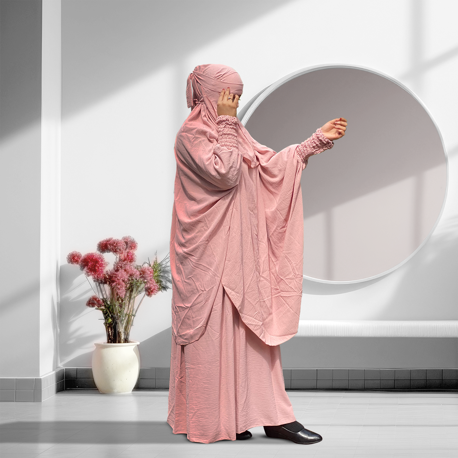 Jilbab Pink with Hijab