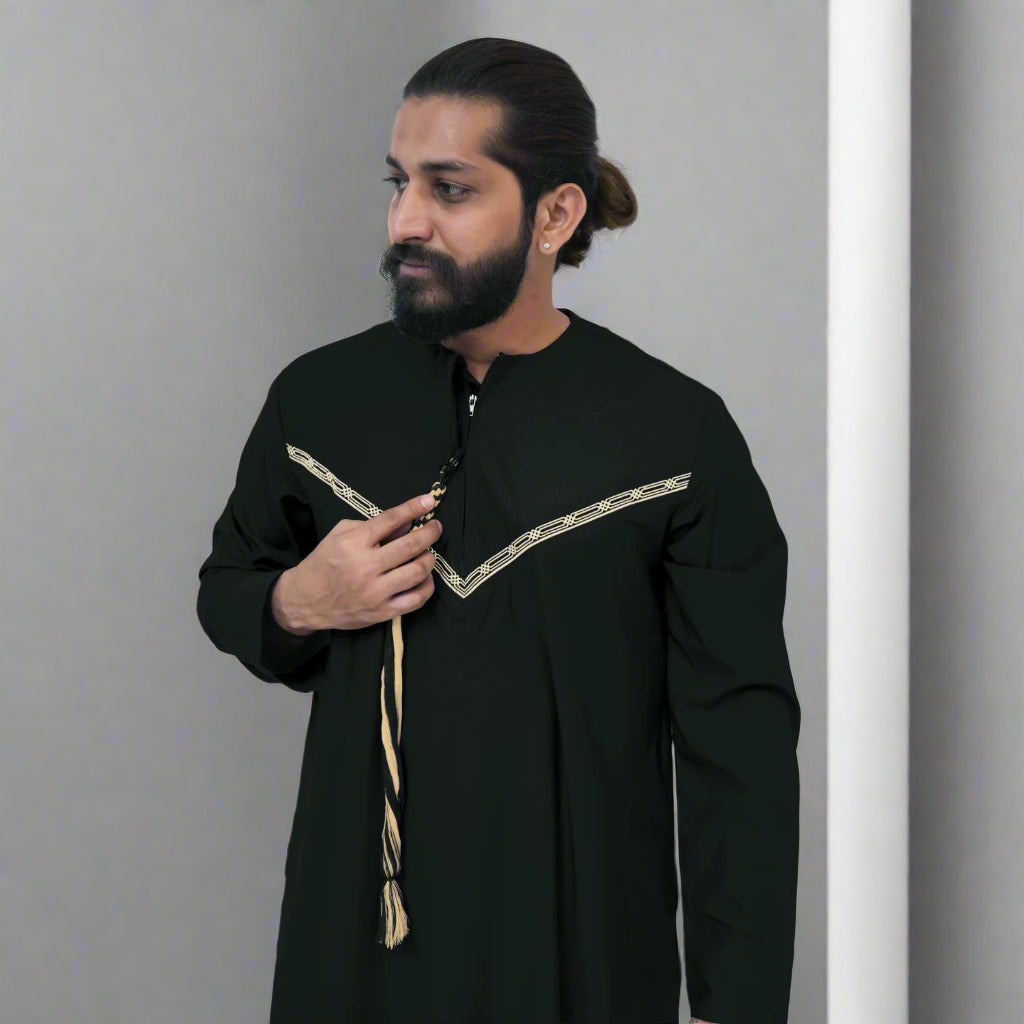 Shop Black & Gold Emirati Thobe Online