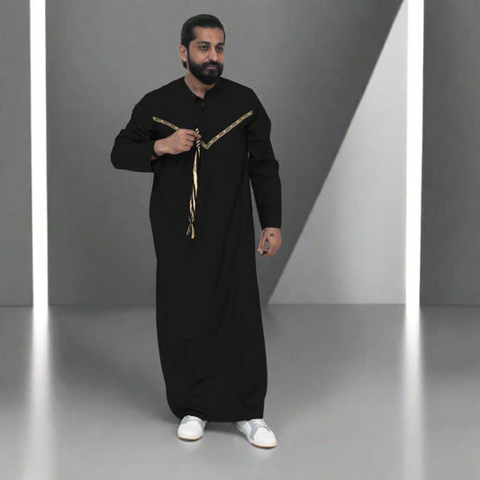 Black & Gold Emirati Thobe