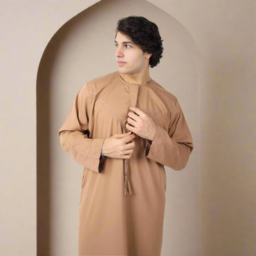 Shop Brown Emirati Thobe for Kids Online at Alhaya Fashion