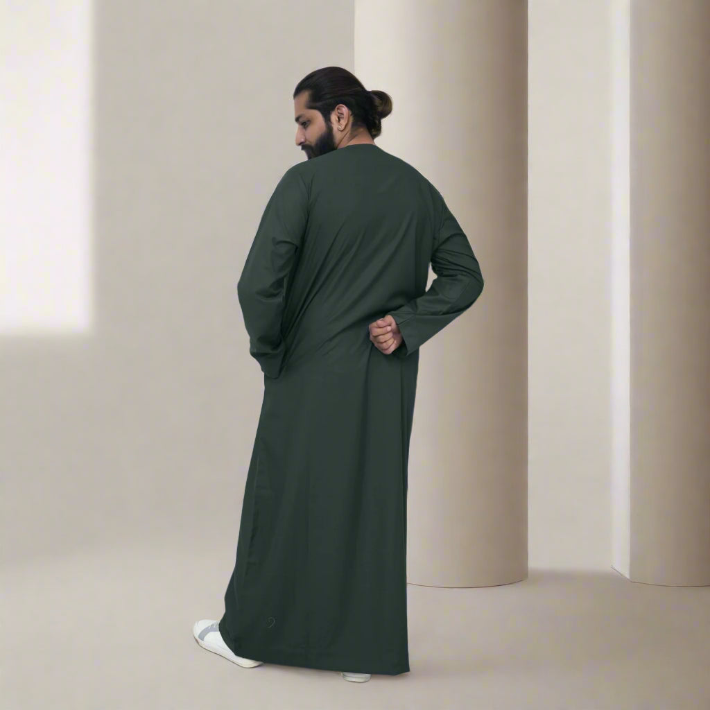 Buy Dark Green & Gold Emirati Thobe for Men