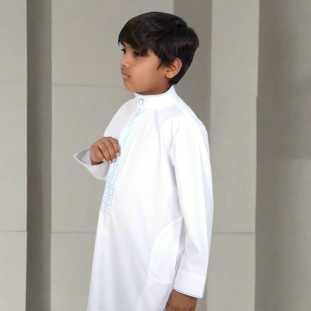 Shop White Arctic Prestige Kids Thobe Online at Alhaya Fashion