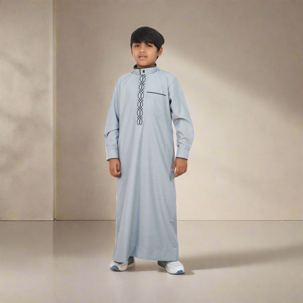 Buy Online Prestige Platinum Grey Kids Thobe at Alhaya Fashion