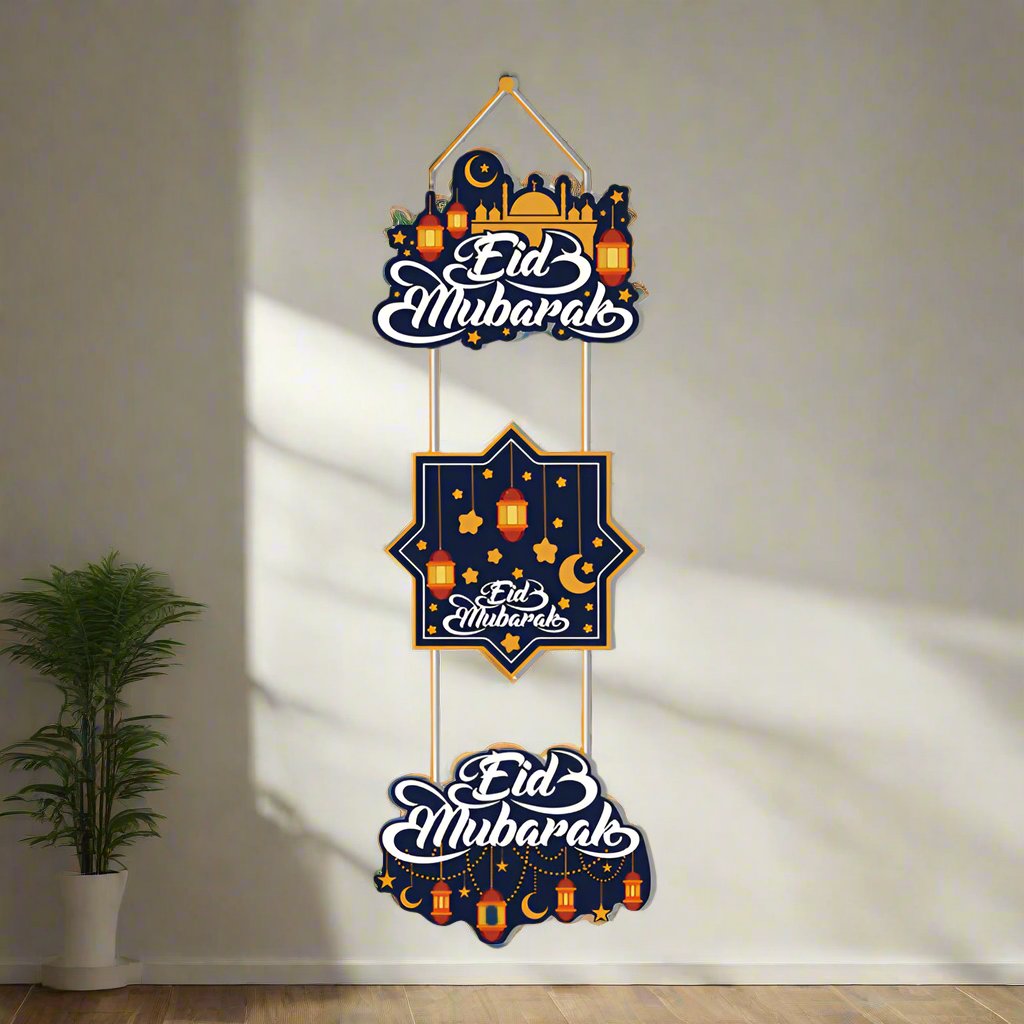 Shop Eid Mubarak 3-Piece Hanging Decorations - Buy online for a joyful Eid celebration.
