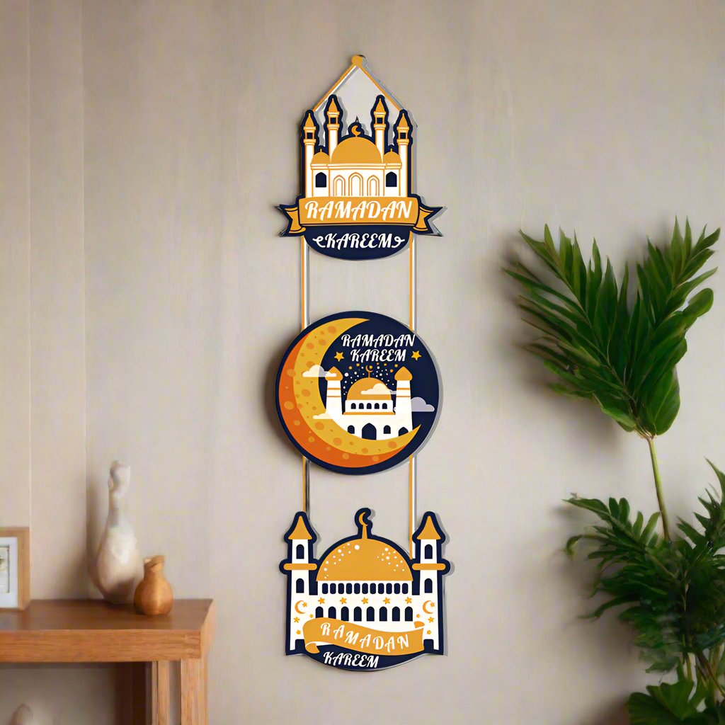 Shop Ramadan Kareem 3-Piece Hanging Decorations - Buy online to enhance your Ramadan celebrations.