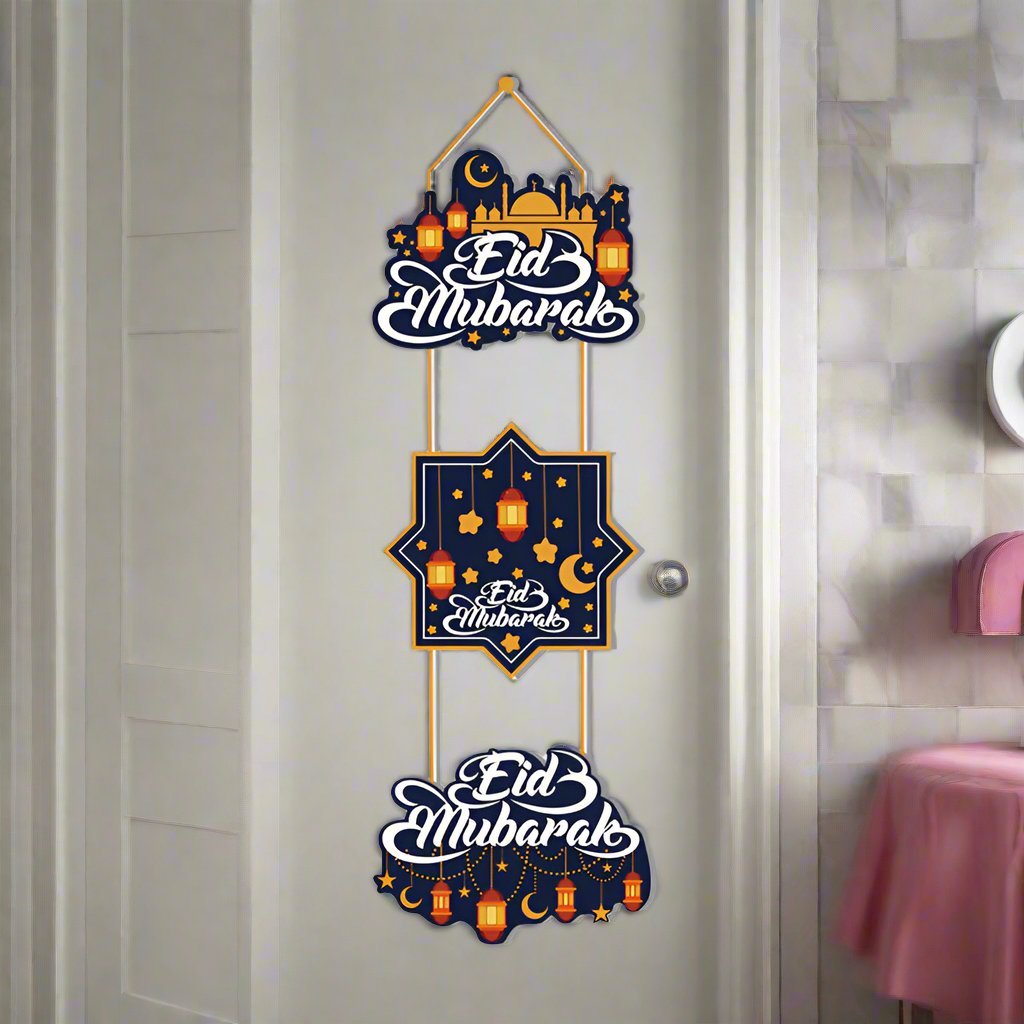 Buy Eid Mubarak 3-Piece Hanging Decorations - Shop online for festive Eid decorations.