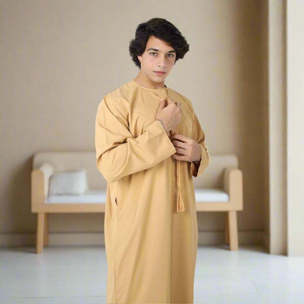 Peach Yellow Emirati Thobe for Boys