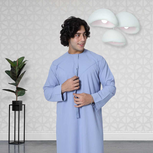 Pestle Sky Blue Emirati Cotton Thobe 