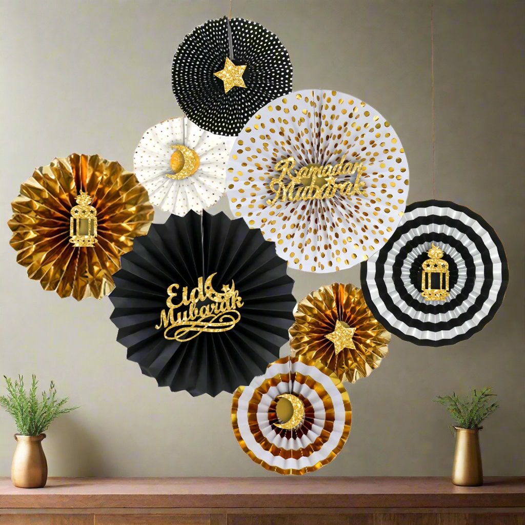 Buy Ramadan & Eid Decorative Paper Fans Set - Shop online for festive Ramadan and Eid decor.
