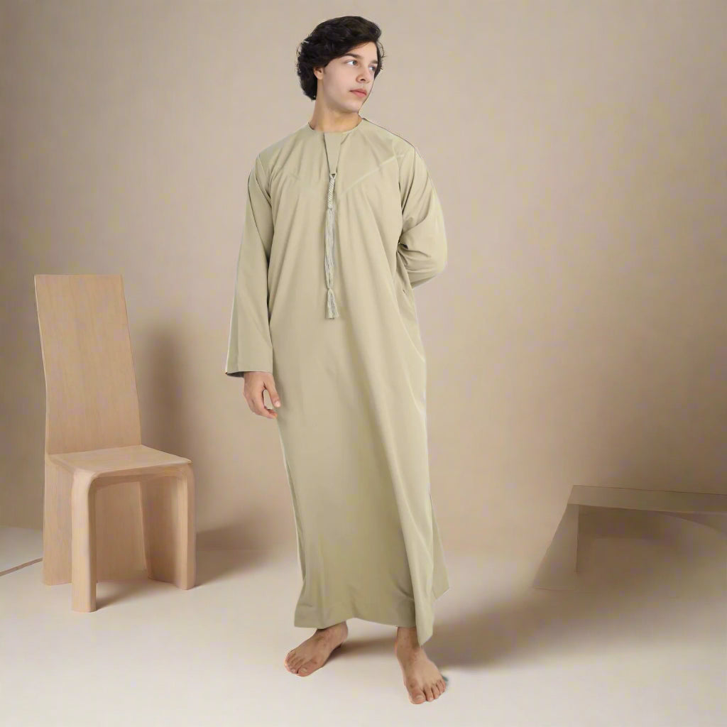 Soft Amber Emirati Thobe for Kids