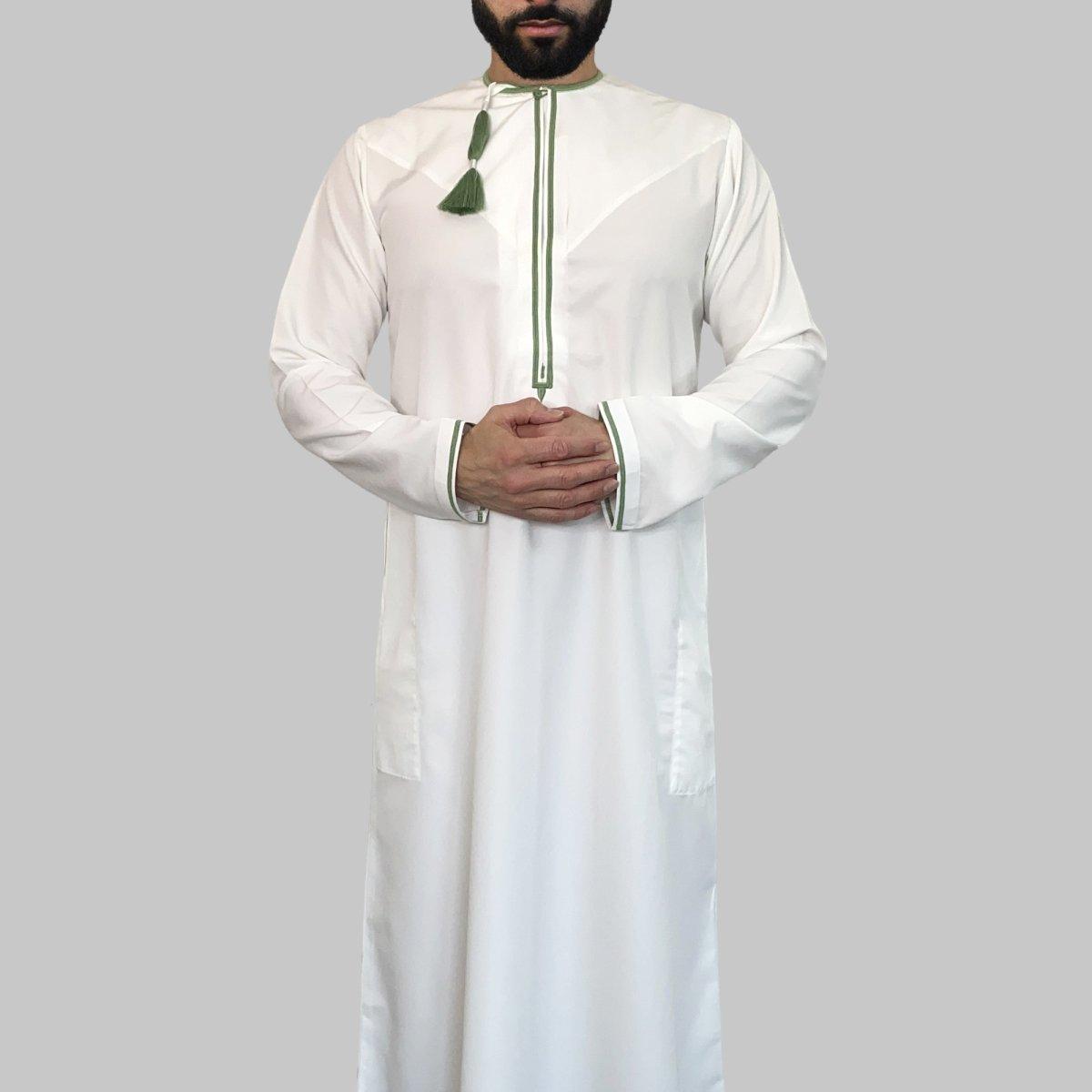 Off White Green Omani Dishdasha