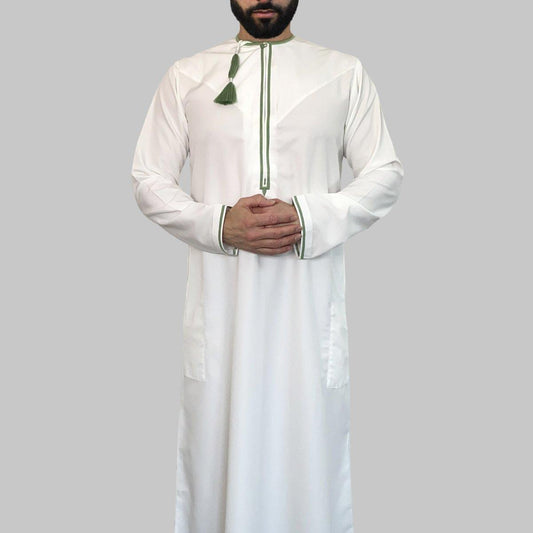 Off White Green Omani Dishdasha