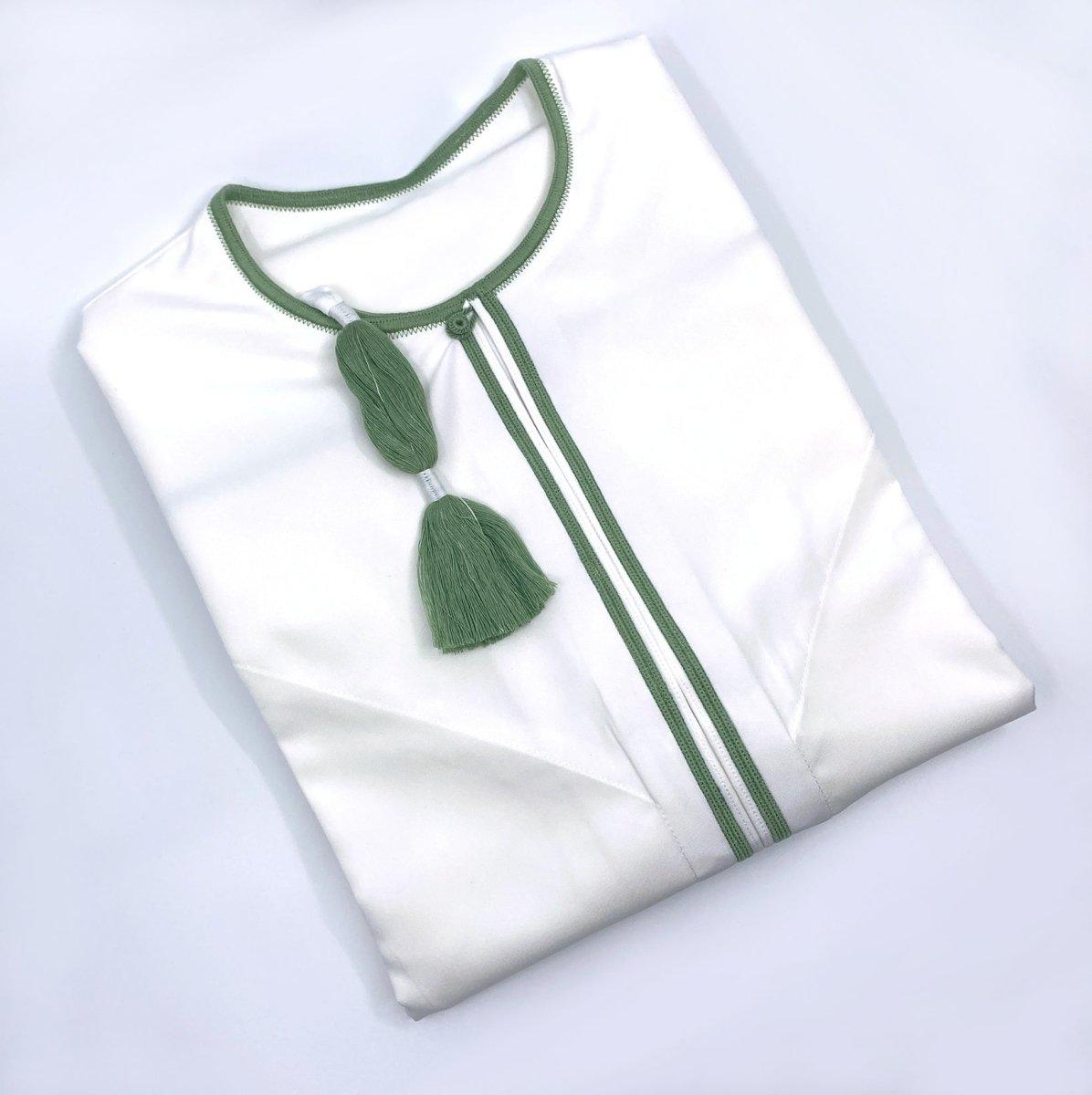 Shop Off White Green Omani Dishdasha Online