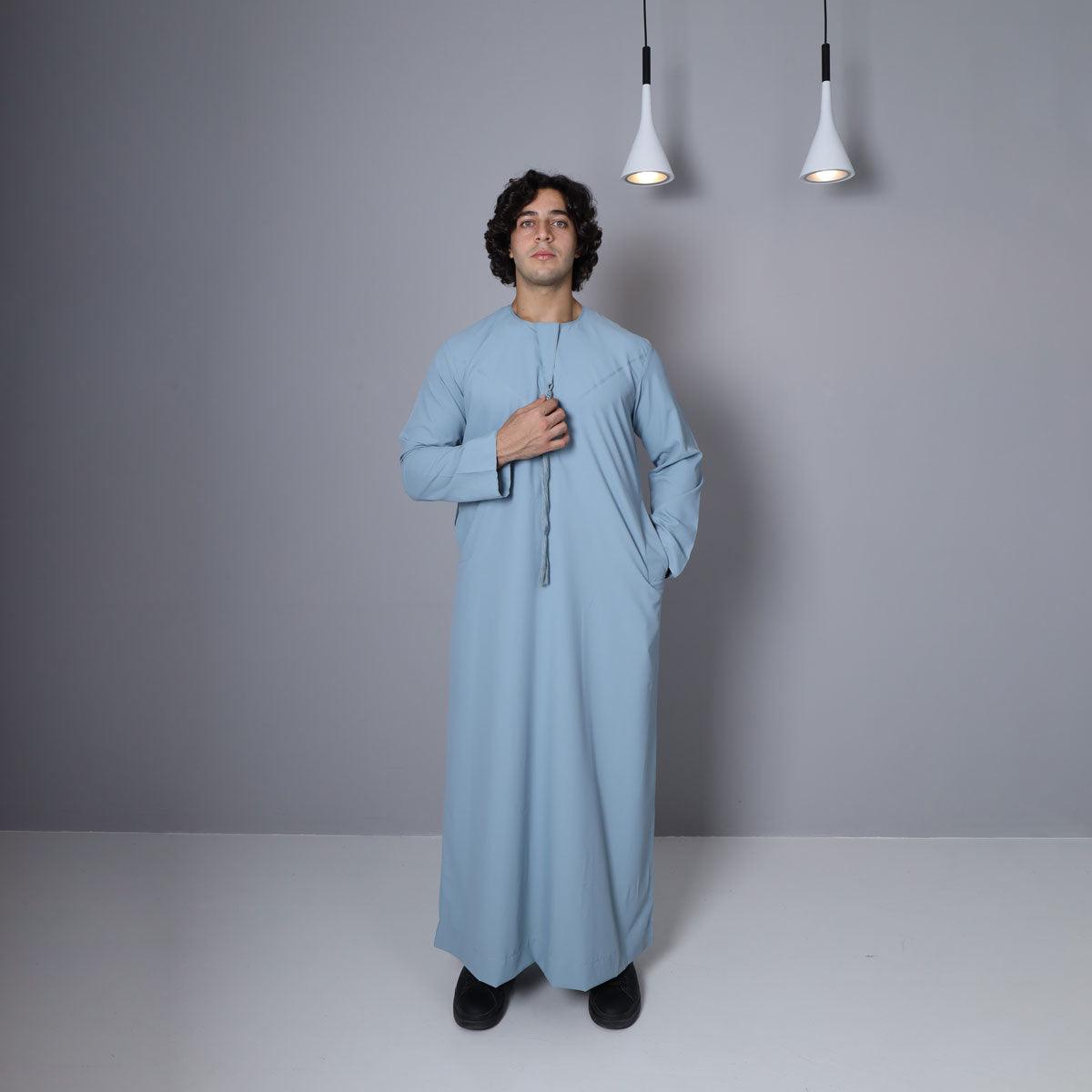 Buy Peace Blue Emirati Cotton Thobe Online