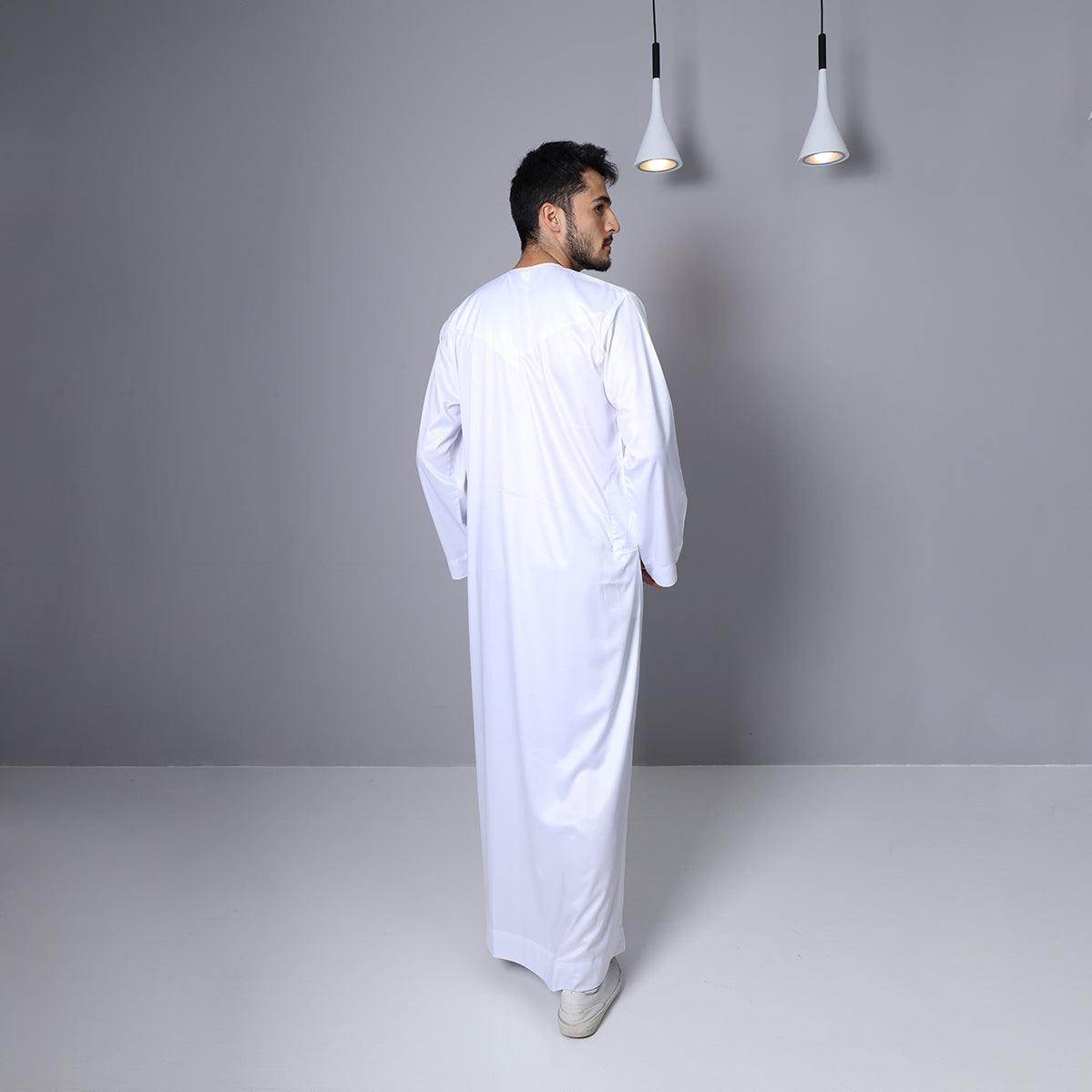 White Emirati Thobe for Men Islamic Jubba Alhaya Fashion